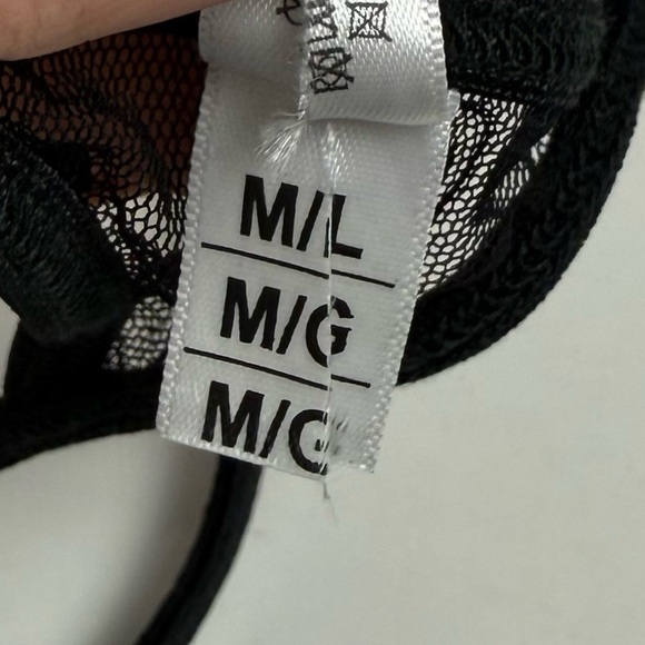 NEW Mapale Sheer Mesh Thong Bra Set Womens M / L Black NWOT - Picture 9 of 16